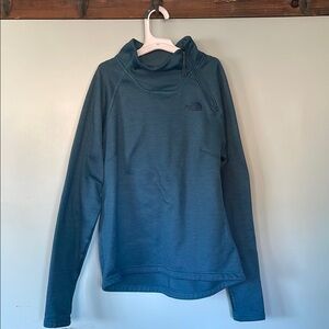 The North Face teal collar zip sweatshirt, size small